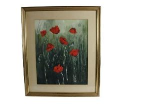 20th Century Irish School - Judith Caulfield Walshe "Poppies in the Long Grass," watercolour,