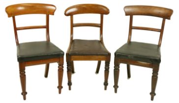 A matched set of 10 early Victorian mahogany Dining Chairs, each with a curved and top side rail and