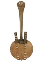A 19th Century West African Kora, with hide covering and shell decoration. (1)