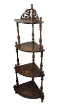 An Edwardian inlaid four tier Waterfall Corner Whatnot, approx. 145cms high (57"). (1)