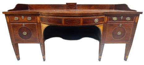 An attractive 19th Century mahogany bow fronted Sideboard, with inlaid gallery back, the front