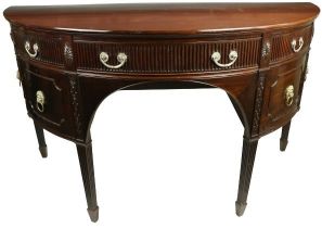 A good Adams style demi-lune mahogany Sideboard, with an arrangement of drawers and cupboards, the