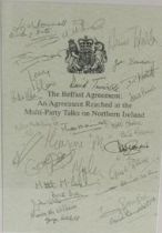 [Political Interest] A framed facsimile Print, "Belfast Agreement, an Agreement Reached at the