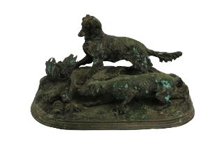 After P.J. Mene A bronze Group "Two Setters Rising a Partridge," as is, 41cms (16"). (1)