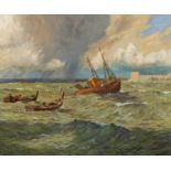 Sydney Robertson-Rodger, British (1916-1981) "Emerging Storm," Fishing Boats on Rough Seas, with