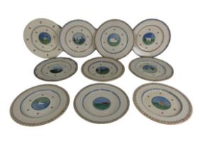 A set of 10 Nicholas Mosse 'Farmyard Series' Dinner Plates, decorated with horses, ducks, sheep,