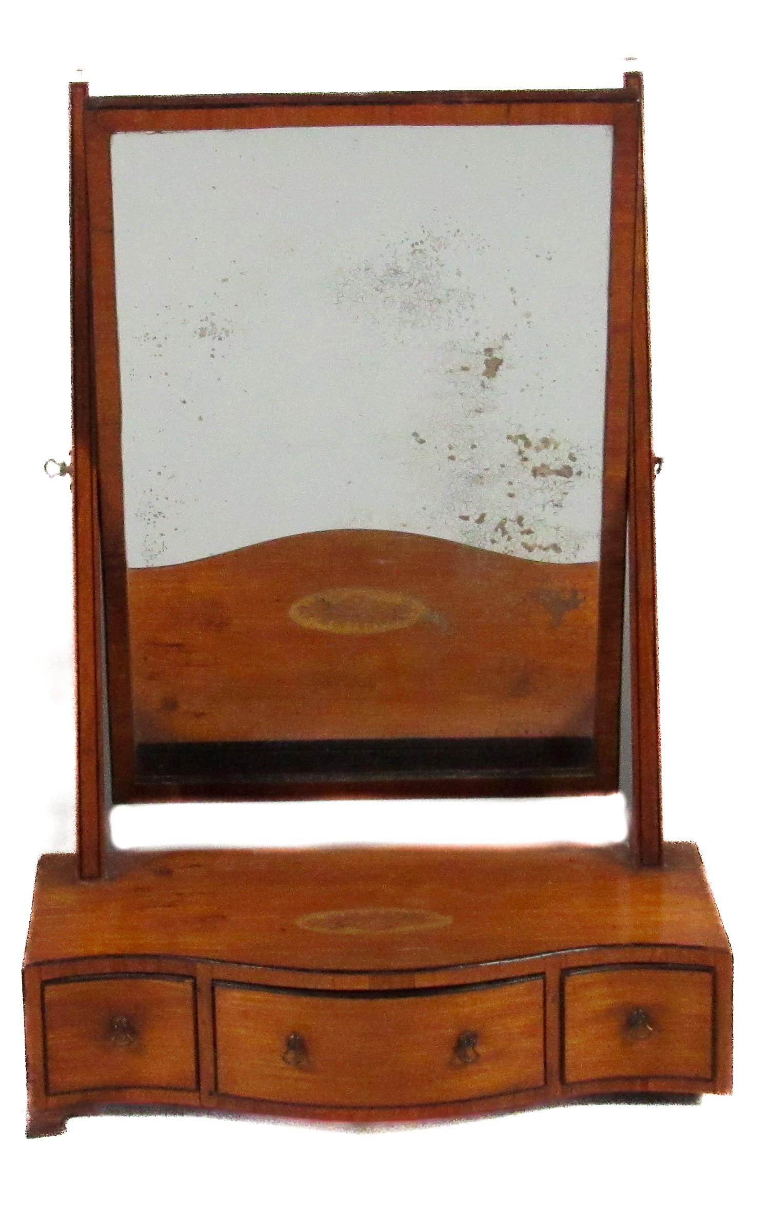 A fine quality Georgian - Sheraton design mahogany serpentine shaped Dressing Table Mirror, with