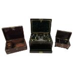 A fine quality Victorian rosewood cased Ladies Vanity Set, the lift top with velvet and tooled