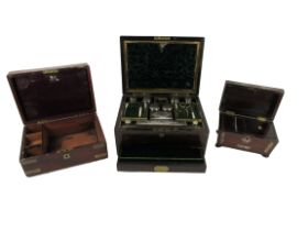 A fine quality Victorian rosewood cased Ladies Vanity Set, the lift top with velvet and tooled