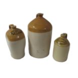 A collection of 3 varied sized Earthenware Spirit Jars, for Henry Gallwey & Co., Waterford, Woodford