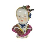 A 19th Century Meissen hand painted and floral encrusted Bust of a little Girl, with headdress