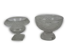 Glassware:  A 19th Century Waterford glass 'turnover' Bowl, with diamond design, on a circular and