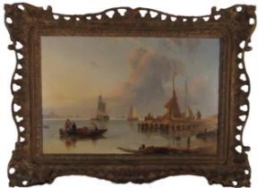 Joseph Stannard, British (1797-1830) "On the Yare," O.O.P., Harbour scene with ships and boats  with