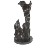 Ian Kelly Irish XX-XXI "Abstract Female Nude Torso," bog oak, approx. 66cms (26") high on circular