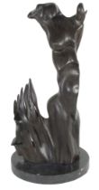 Ian Kelly Irish XX-XXI "Abstract Female Nude Torso," bog oak, approx. 66cms (26") high on circular