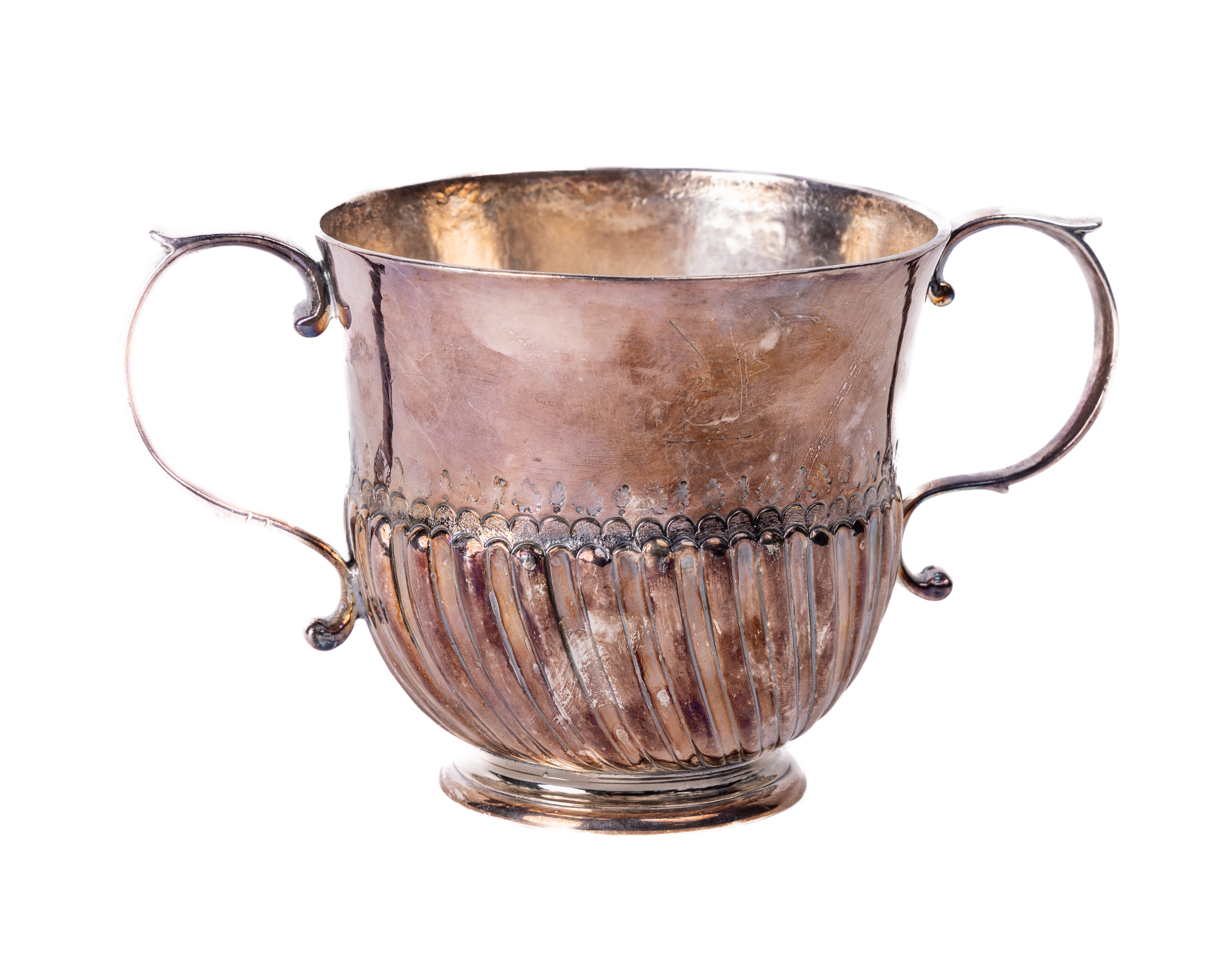 Note: with Britannia marks. An important Irish Charles II silver two handled Porringer, by P.V.,