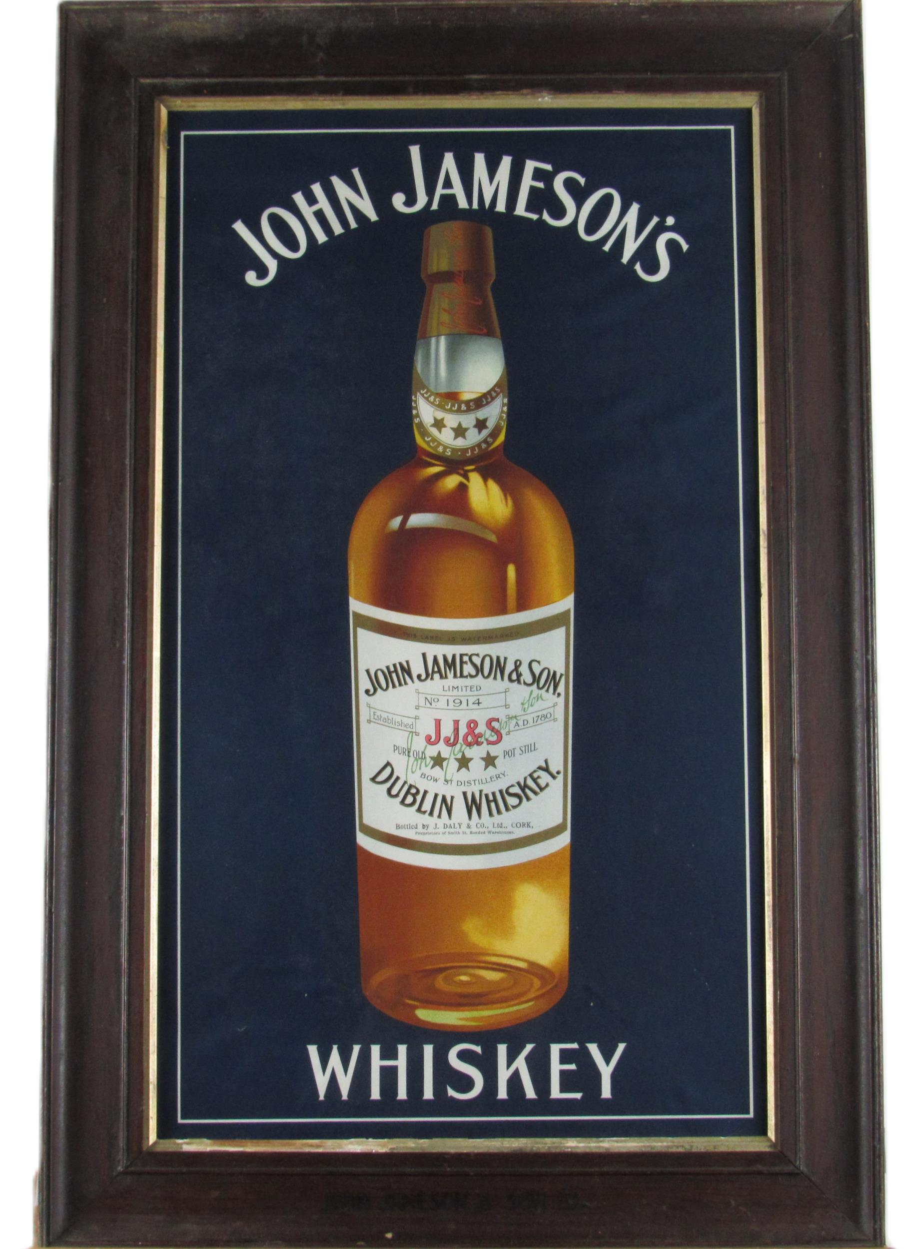 An original coloured lithographic Advertisement Poster, for "John Jamesons Whiskey - bottled by J.