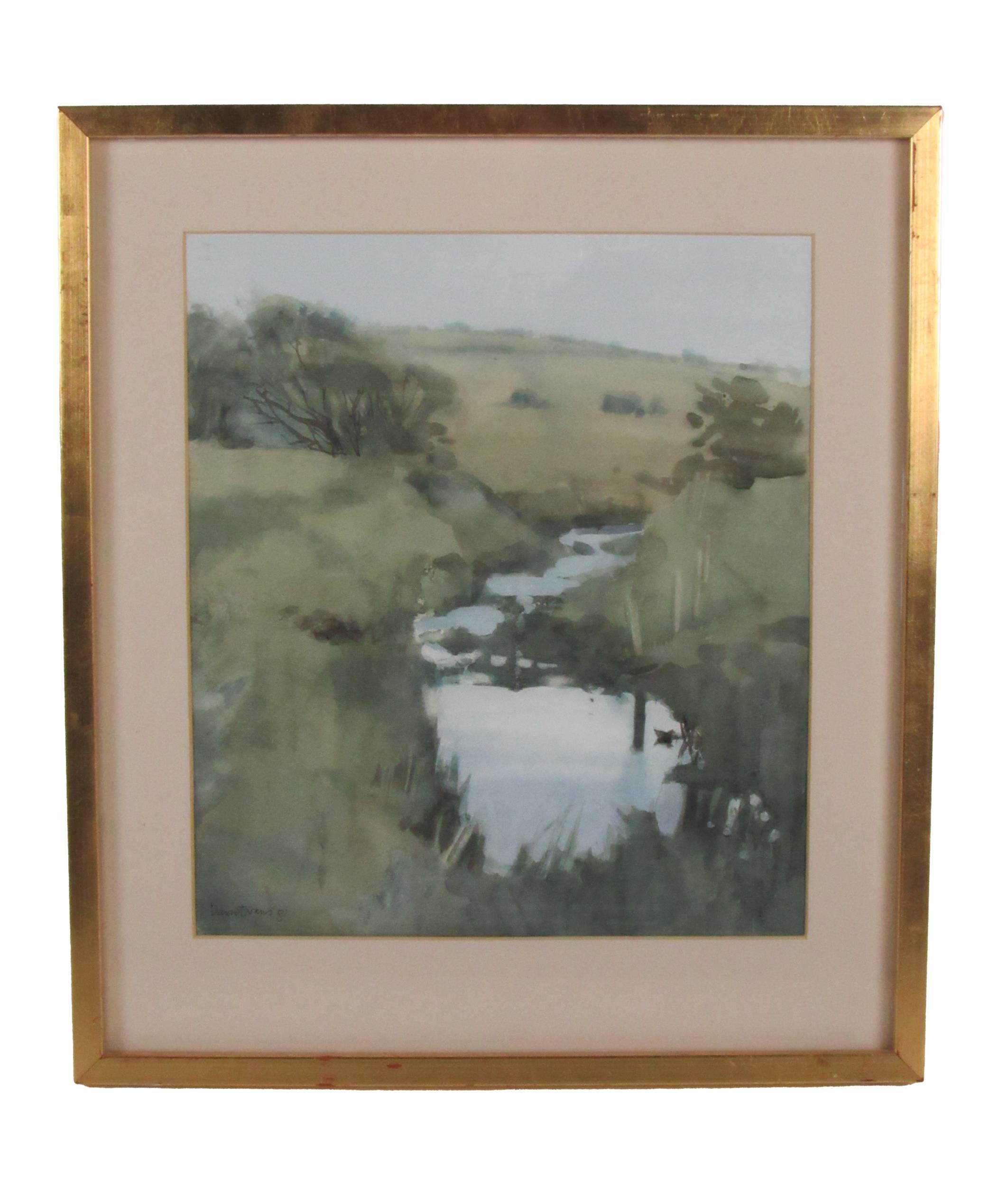 David Evans, ARCA, RSA, RSW (1942-2020) "Mountain Pond," watercolour, approx. 36cms x 31cms (14" x