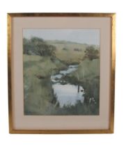 David Evans, ARCA, RSA, RSW (1942-2020) "Mountain Pond," watercolour, approx. 36cms x 31cms (14" x