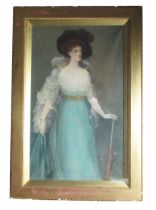 Victor Wyatt Burnand, British (1868-1940) "Portrait of elegant young Lady, wearing wide brimmed hat,
