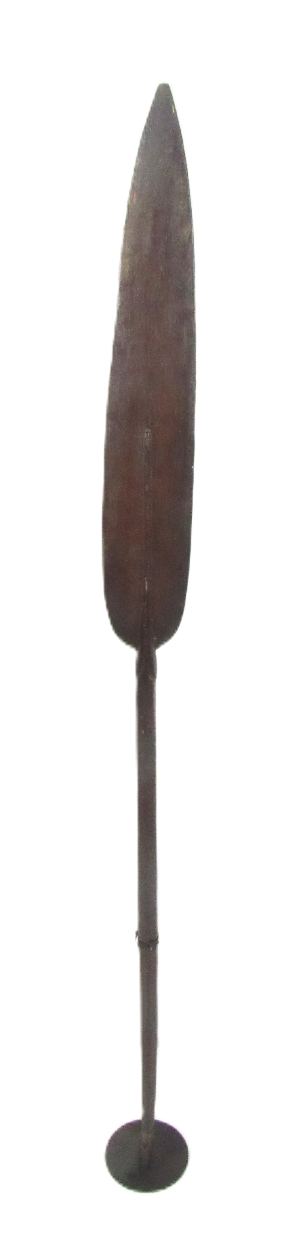 Ethnographic:  A 19th Century Polynesian Spear Paddle, the pointed splayed top with ribbed centre