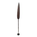 Ethnographic:  A 19th Century Polynesian Spear Paddle, the pointed splayed top with ribbed centre