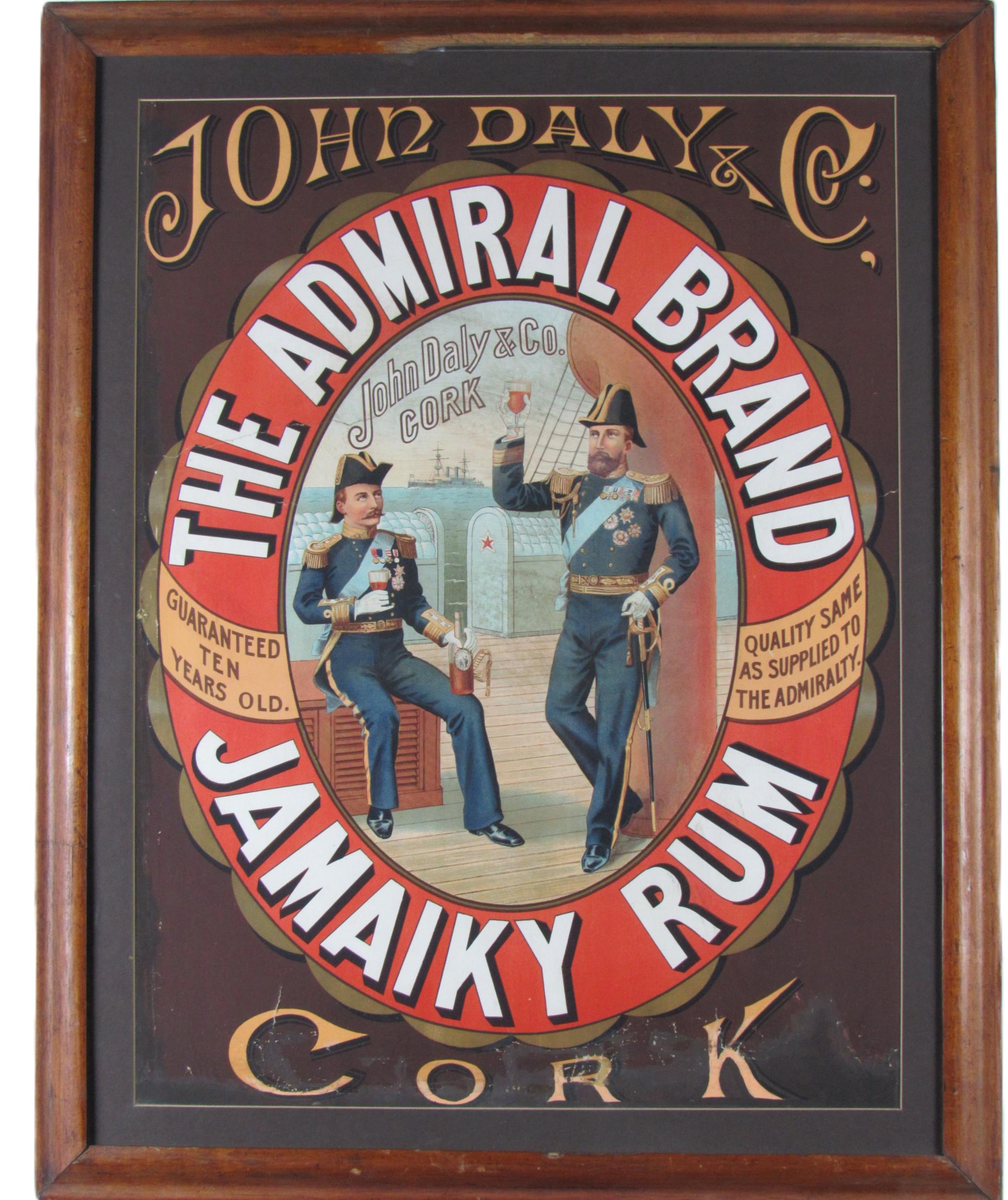 A rare lithographic coloured Advertisement Print, for "John Daly and Co., The Admiral Brand -