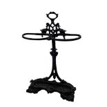 A Victorian cast iron Coalbrookdale Stick and Umbrella Stand, with carrying handle, above two