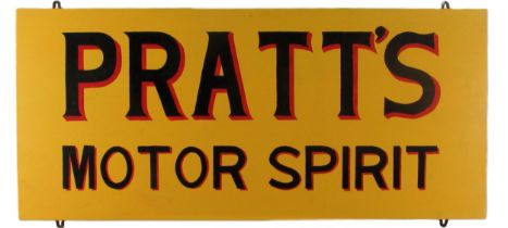 An original hand painted and varnished Advertisement Panel Sign, for "Pratt's Motor Spirit," painted