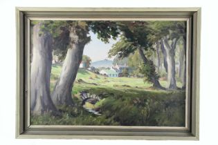 Charles Mc Cauley, Irish (1910-1994) "By the Glens of Antrim," O.O.B., extensive landscape with