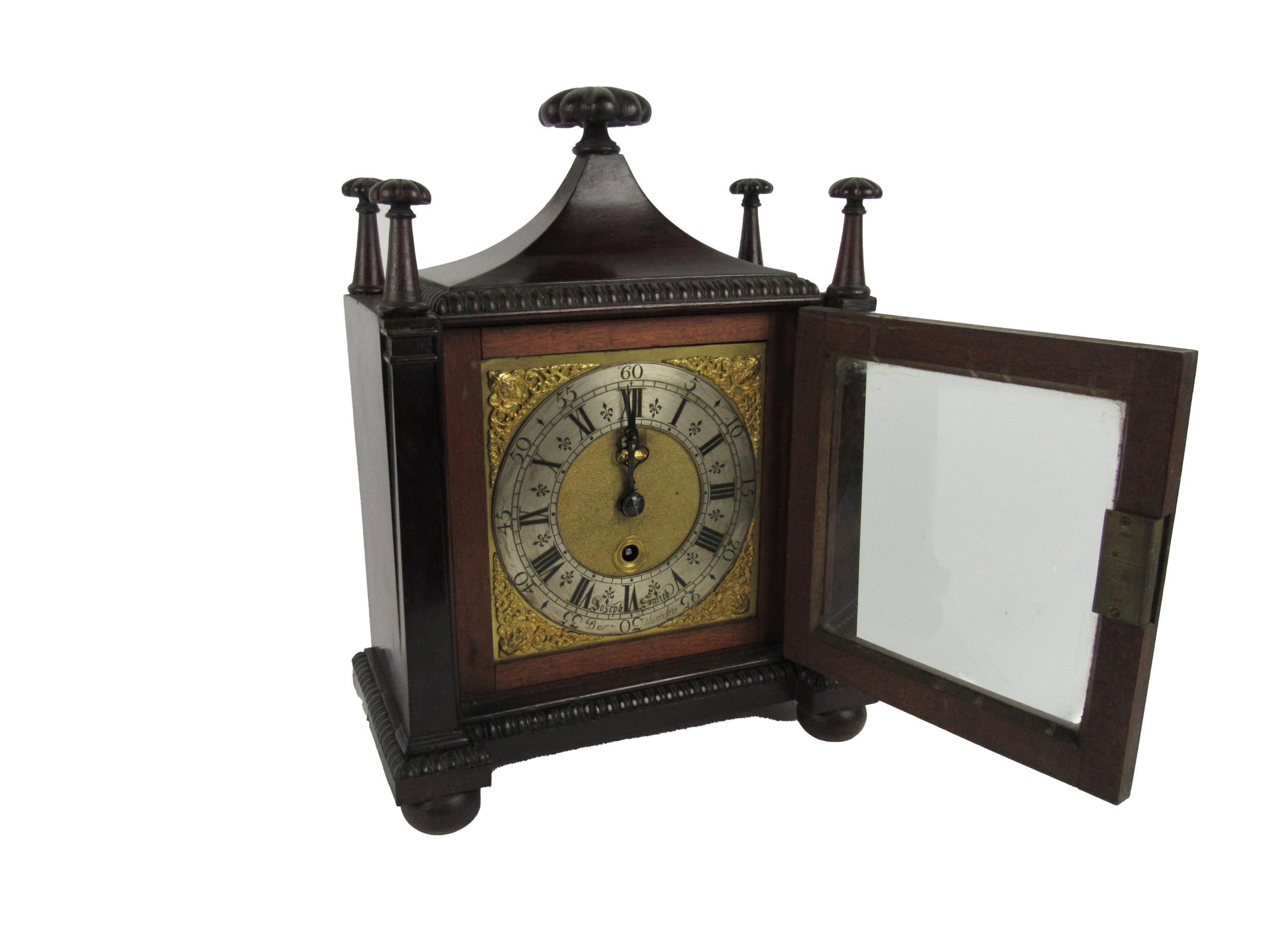 An important early 18th Century mahogany cased Bracket Clock, with square brass and silvered dial, - Image 2 of 2