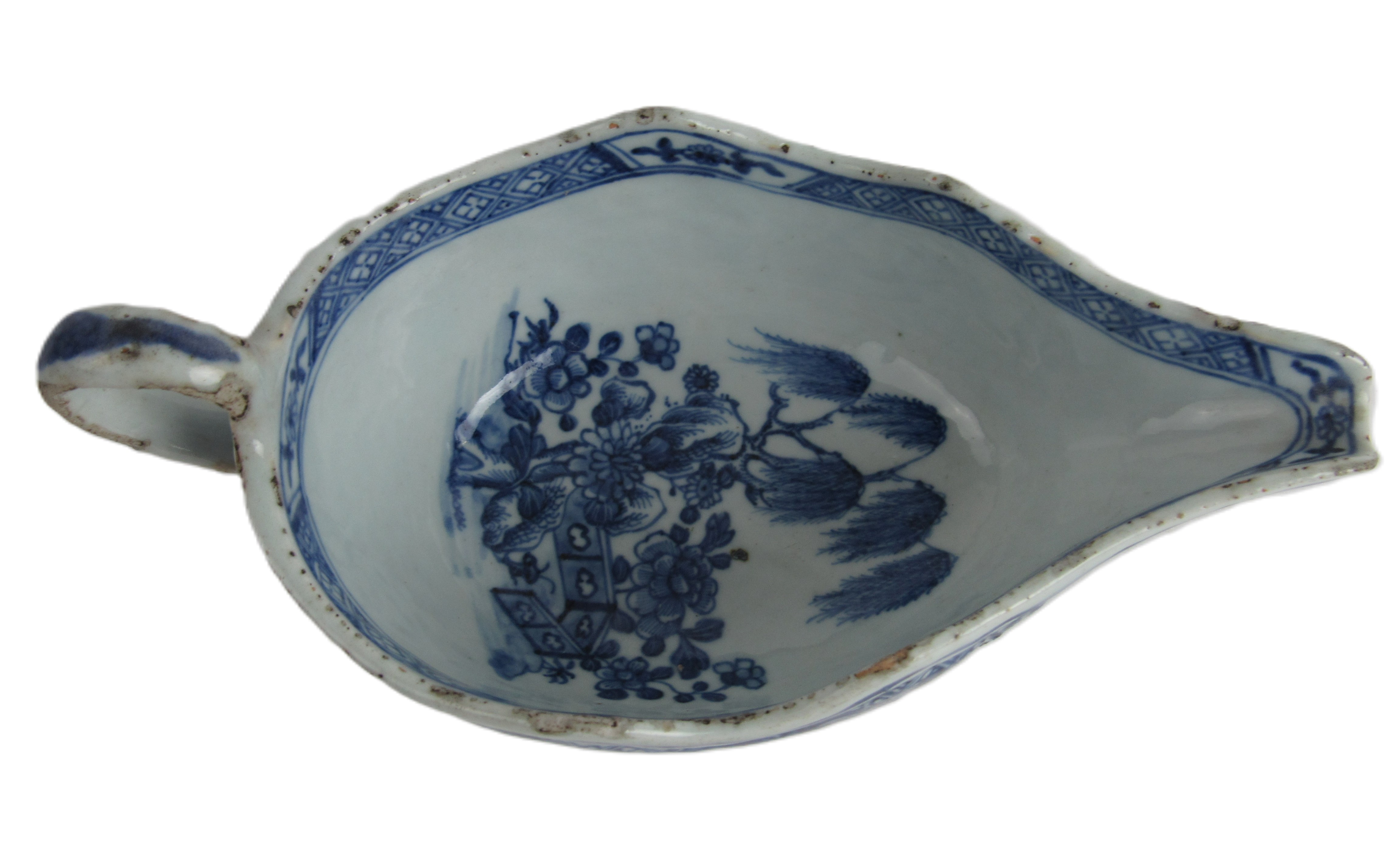 An 18th Century Chinese blue and white Sauceboat, Chien Lung (1736-1795), the interior with - Image 2 of 2