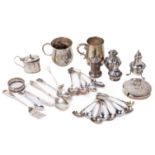 Silverware: A varied collection of Georgian and later Silver, comprising Christening Mugs,
