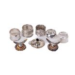 A group of five silver varied designed, pierced and decorated Napkin Rings, a small silver