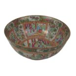 A 19th Century Cantonese Bowl, the interior decorated in the typical taste with flowers, birds and