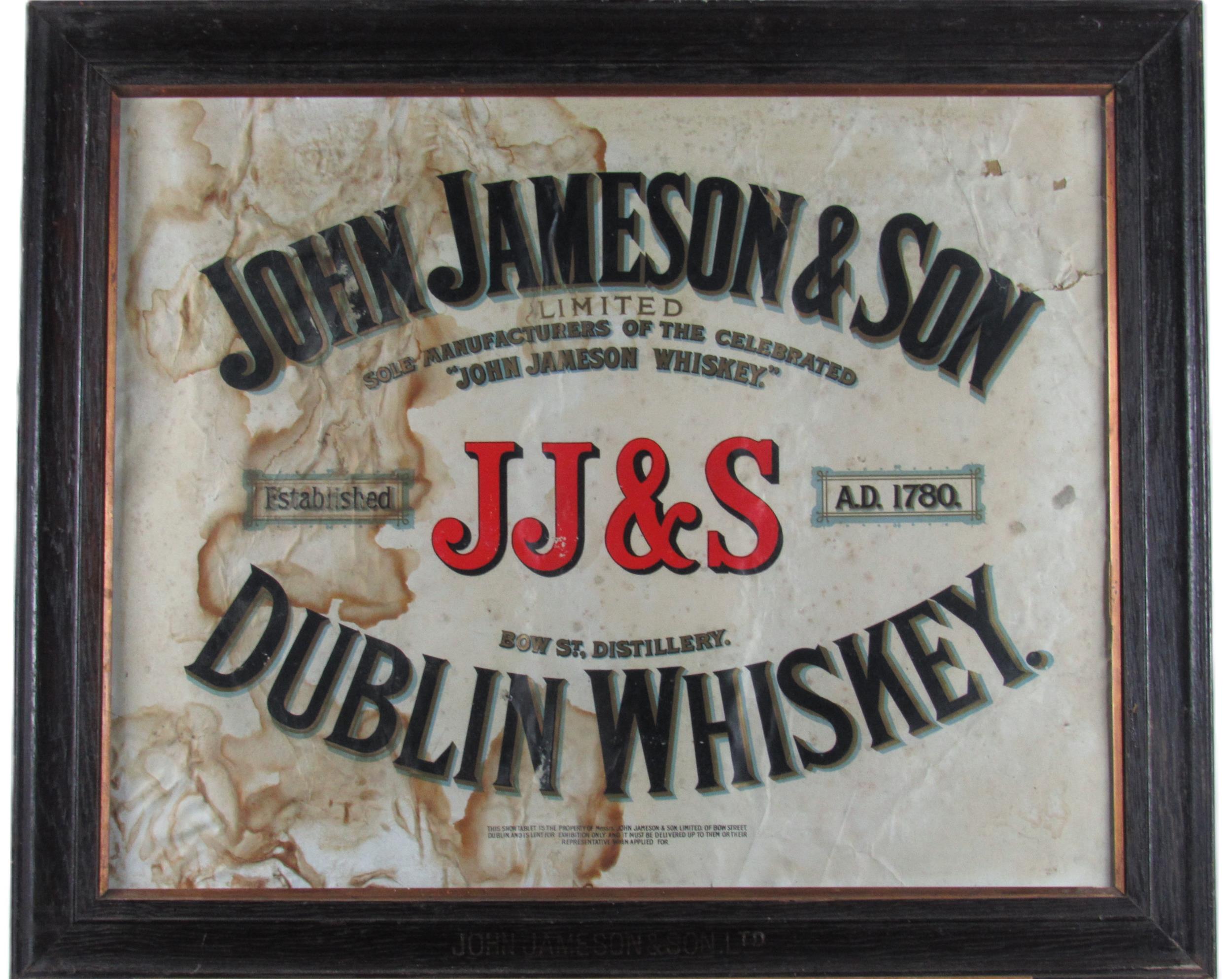 An original printed Advertisement landscape Print Poster, for "John Jameson & Sons Limited - Sole