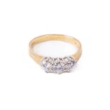 An attractive Ladies 18ct gold and diamond Ring, set with three .3ct diamonds, G/S1, quality,