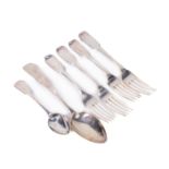 Silverware: Co. Cavan Interest, a varied set of silver Forks and Spoons, of fiddle pattern design,