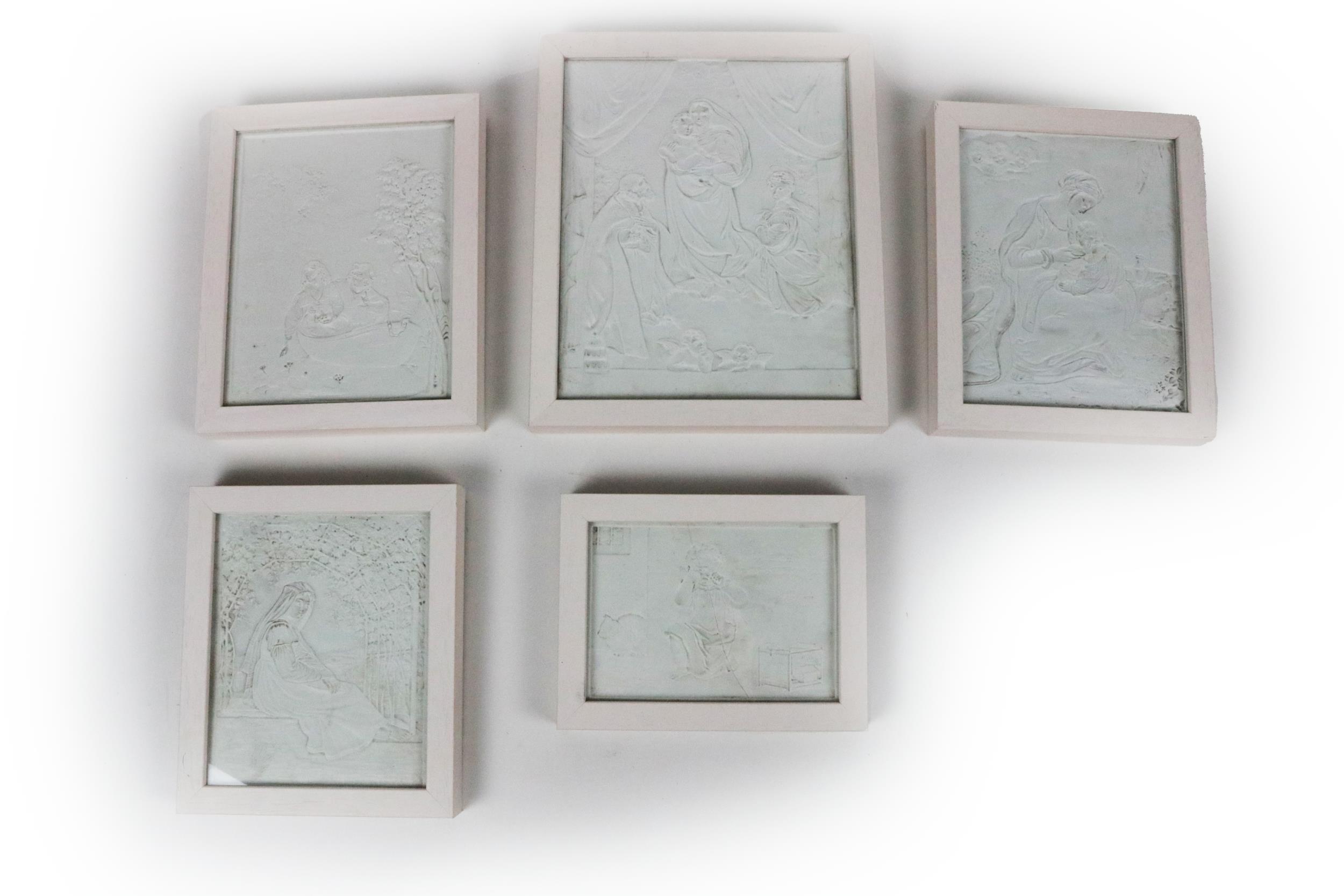 A set of 5 attractive 19th Century varied creamware translucent Panels, each after various Artists