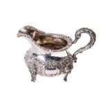 An Irish Victorian period silver Cream Jug, by James Le Bas, c. 1843, the body with floral edge