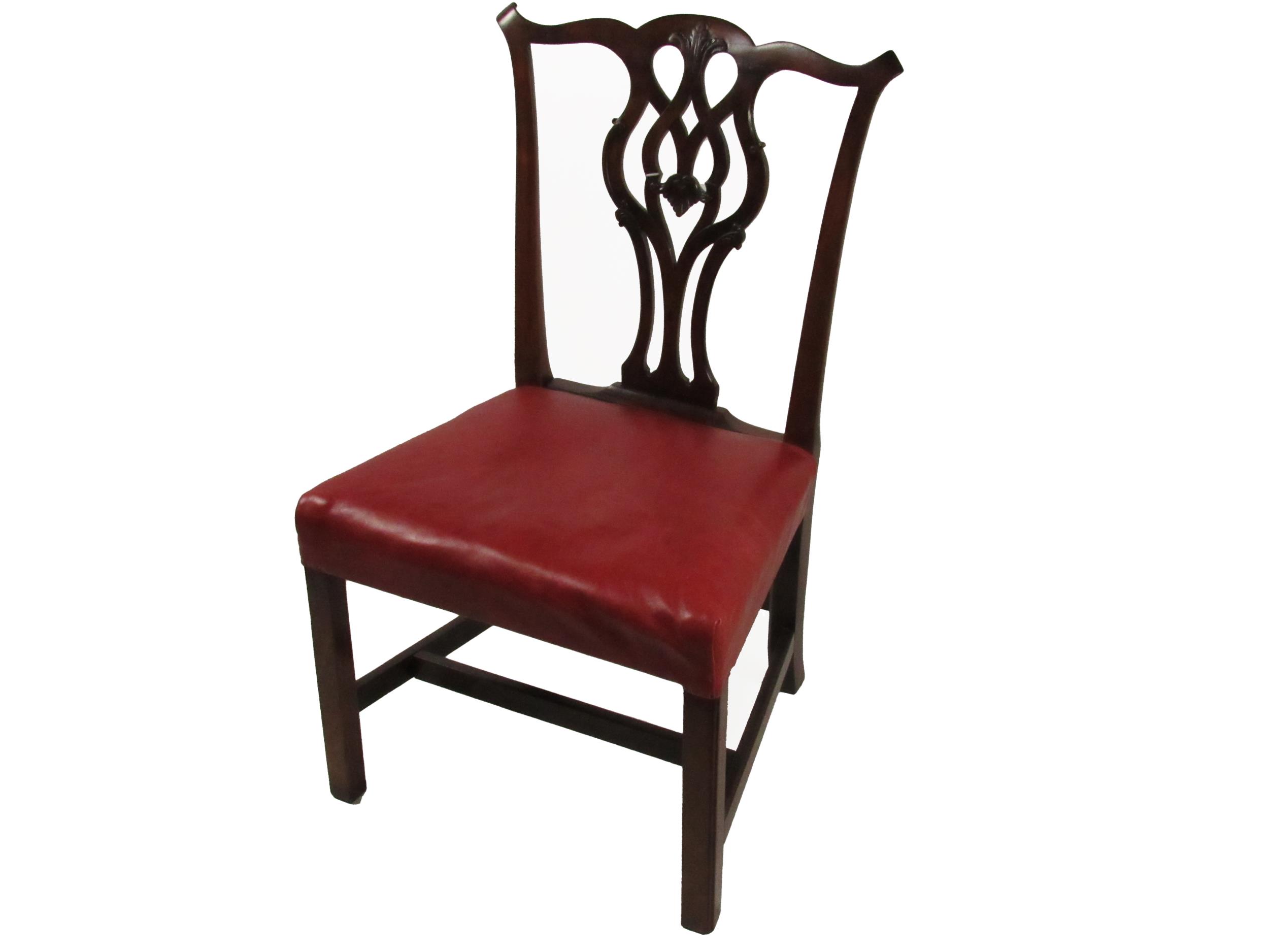 A quality and heavy Georgian mahogany Side Chair, in the Chippendale taste, with carved and open