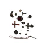 A varied collection of Religious Artefacts, including an early 18th Century silver Reliquary Cross