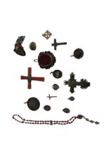 A varied collection of Religious Artefacts, including an early 18th Century silver Reliquary Cross