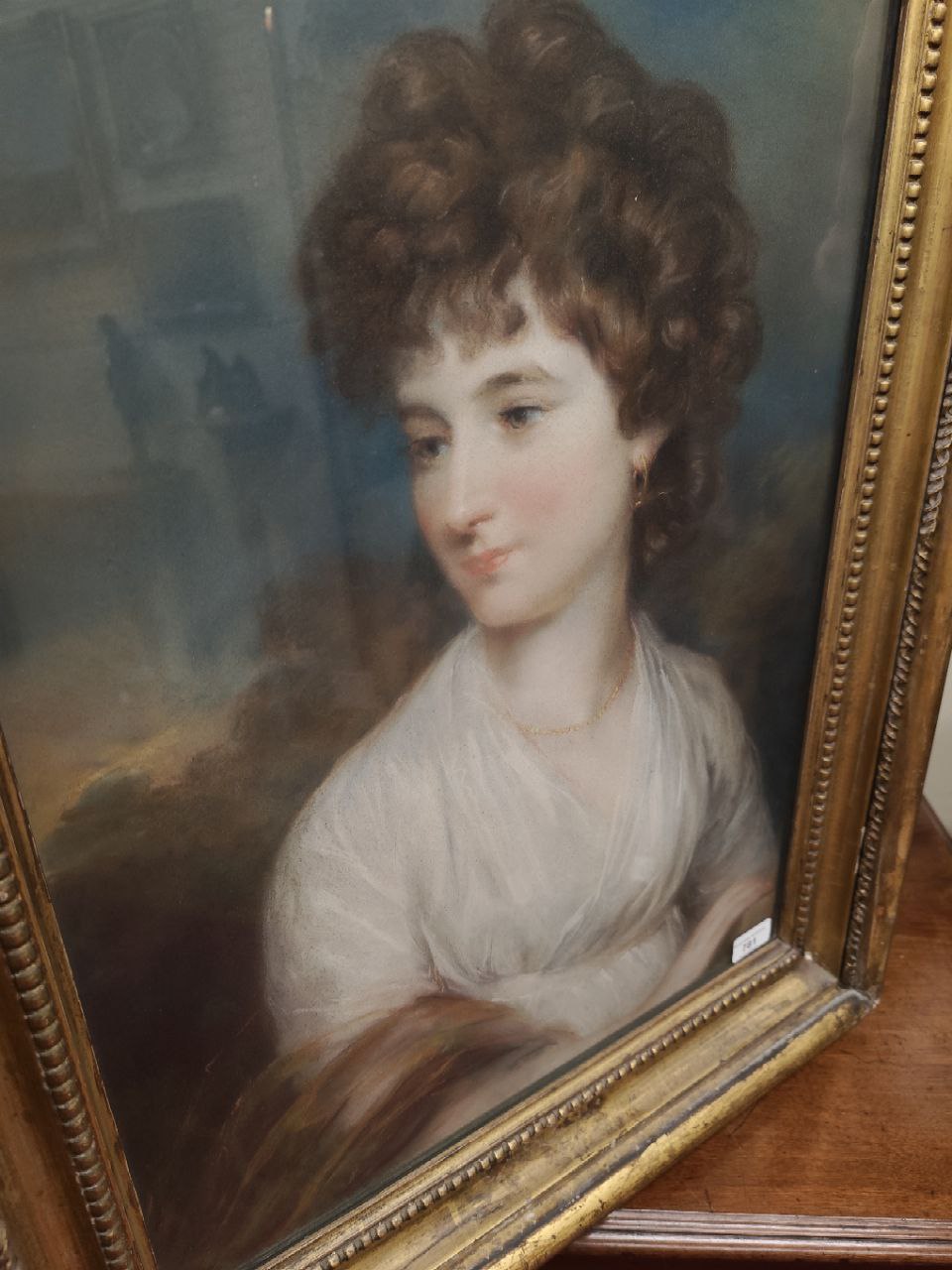 John Russell, R.A.  (1745-1806) "Countess of Oxford," [Jane Elizabeth Harley (nee Scott) 1774-1824,] - Image 2 of 11