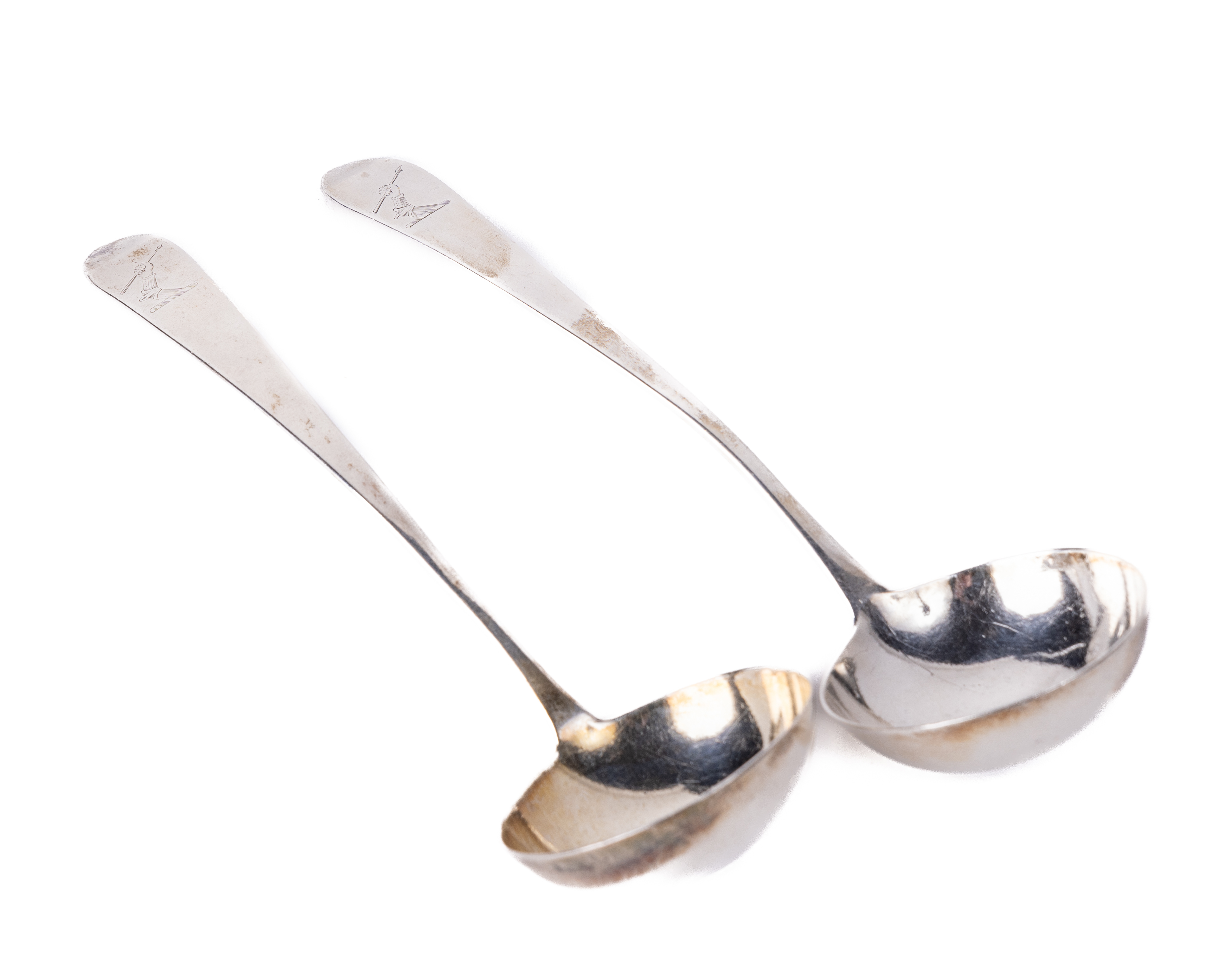 A pair of Georgian period silver Sauce Ladles, by John Power, Dublin 1799, each approx. 20cms (