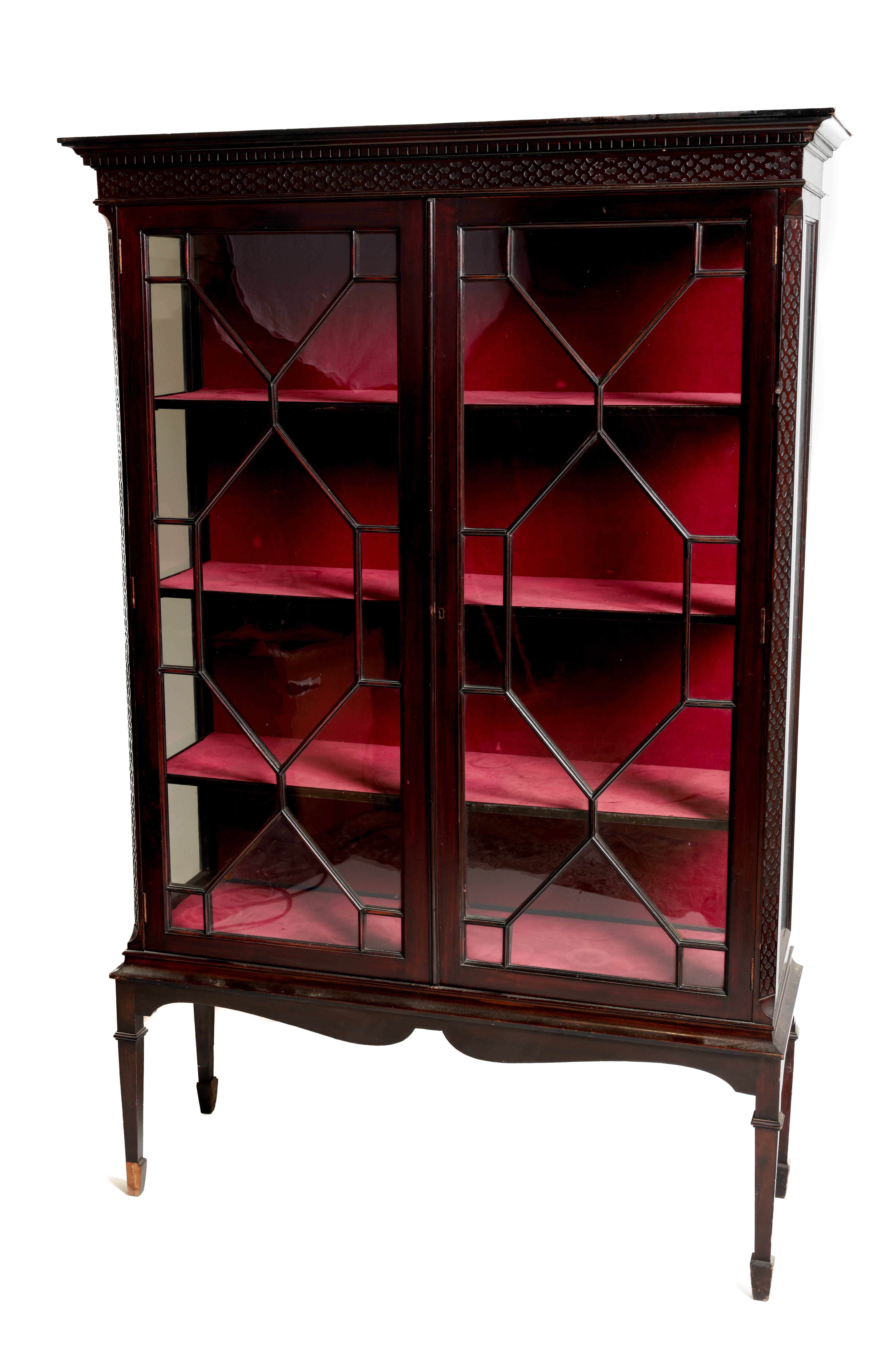 A late 19th Century mahogany Chippendale style two door Cabinet, the moulded top over astragal - Image 2 of 2