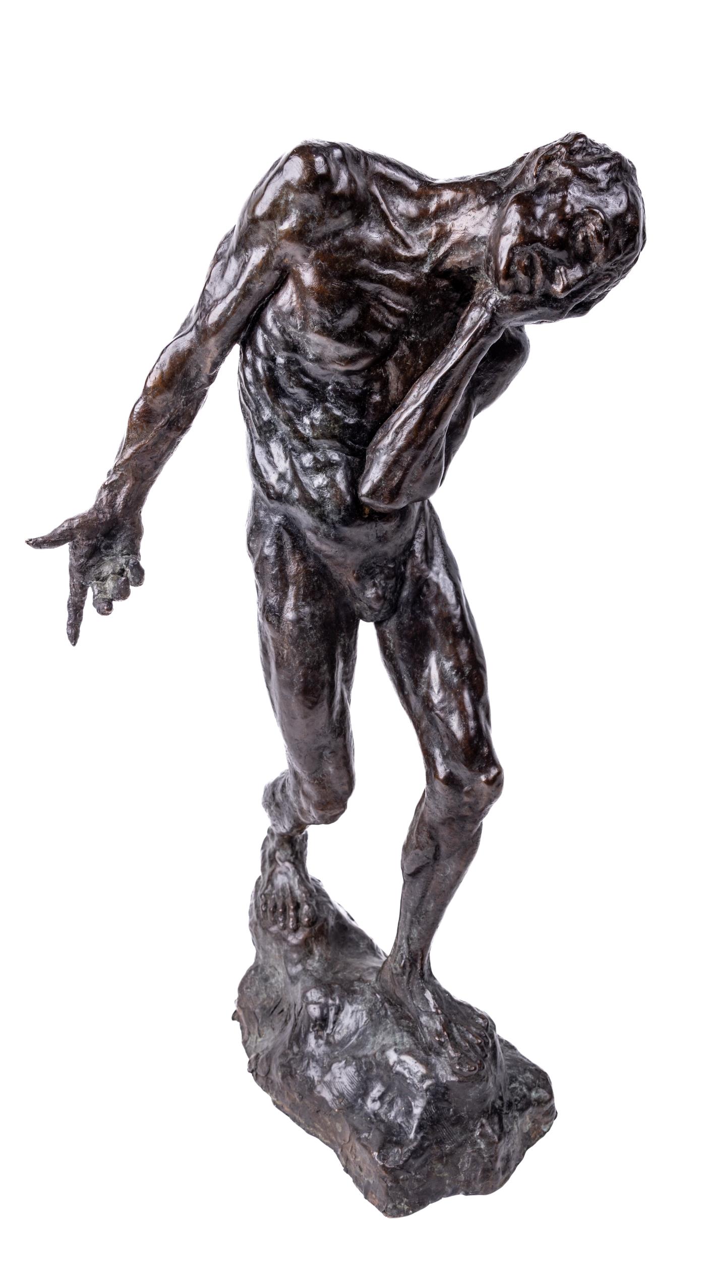 Cody Swanson, American (b. 1985) "Judas," bronze, signed, depicting forlorn figure in nude pose with