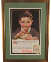 Advertisement:  A coloured Lithograph Print for "Toasted Corn Flakes," with image of young boy