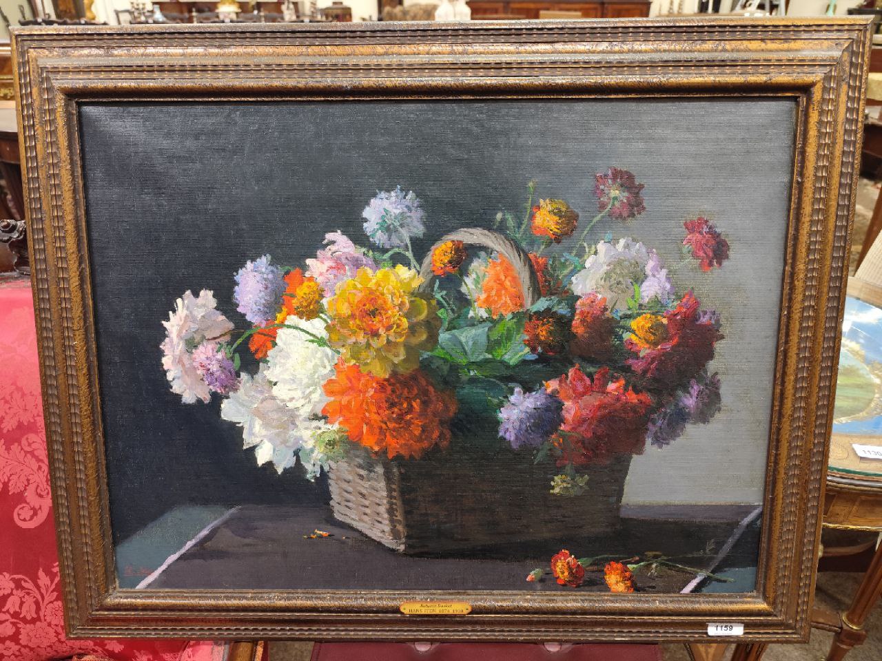 Hans Iten, R.H.A. (1874-1930) "An Autumn Basket," O.O.B., large Still Life with colourful bouquet of - Image 10 of 10