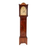 An Irish Provincial mahogany cased Grandfather Clock, the hood with arch top and sunburst